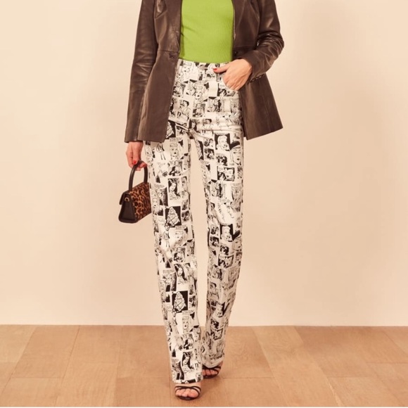 Reformation Pants - NEW Reformation Newsprint High Rise Straight Jeans